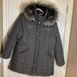 Liz Claiborne Women’s Faux Fur Trim Detachable Hood Puffer Parka Winter Coat